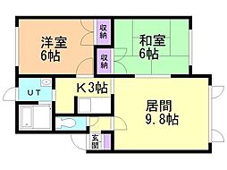 モリマンション 2LDKの間取図画像