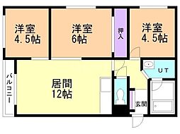 クチュール新川 3LDKの間取図画像