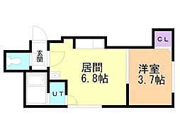 コーポラス19A 1DKの間取図画像