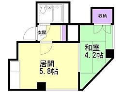 メゾンサッポロN26W5 1DKの間取図画像