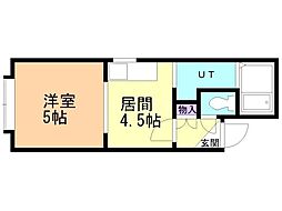 シングルコート北大前 1DKの間取図画像