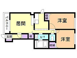 パークサイドA 2LDKの間取図画像