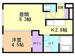 NSASABU 1LDKの間取図画像