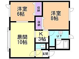 ベルメゾン弐番舘 2LDKの間取図画像
