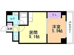 美工ビル 1LDKの間取図画像
