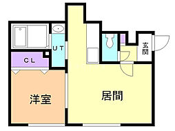 パストラーレSUHARA 1LDKの間取図画像