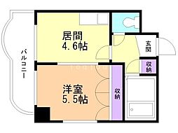 プレサント北35条 1DKの間取図画像