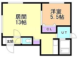 グランメール麻生 1LDKの間取図画像