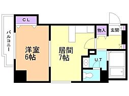 ヴィラN19 1DKの間取図画像