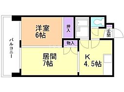 北18条駅光ハイツ 2DKの間取図画像