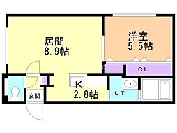 グランメール麻生北公園 1LDKの間取図画像