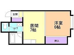 グリュックハイム 1DKの間取図画像