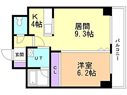 レジディア札幌駅ノース 1LDKの間取図画像