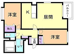 パレ麻生 2LDKの間取図画像