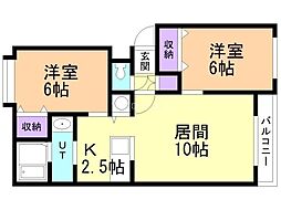 レオーネ新琴似 2LDKの間取図画像