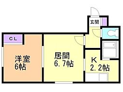 プログレス新琴似 1LDKの間取図画像