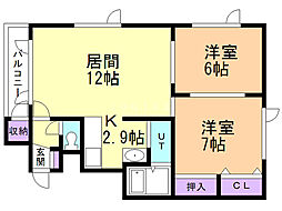 チェリーコート 2LDKの間取図画像