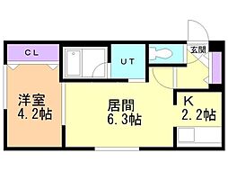 Lichtrare麻生 リヒトラーレアサブ 1LDKの間取図画像