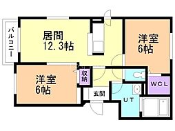 フーレビラ 2LDKの間取図画像