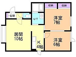 リバーサイド29B 2LDKの間取図画像