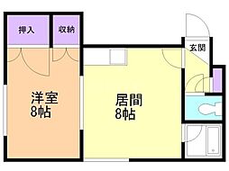 パークサイドコート 1LDKの間取図画像