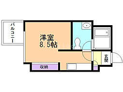 プライマル札幌北18条 ワンルームの間取図画像