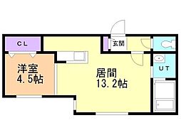 仮)北27西8MS 1LDKの間取図画像