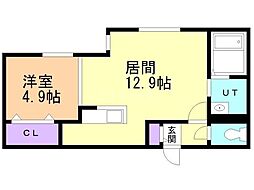 仮)北27西8MS 1LDKの間取図画像