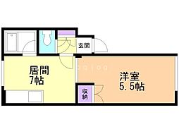アーヴァントモ 1DKの間取図画像