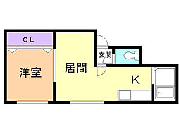 シャネル麻生参番館 1LDKの間取図画像
