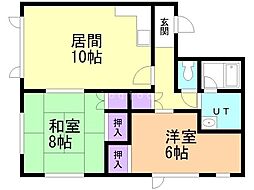 リバーサイドハウス新川 2LDKの間取図画像