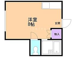 三上コーポ ワンルームの間取図画像