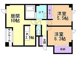 サカタハイム 2LDKの間取図画像