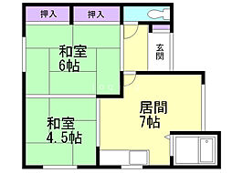 弥生荘 2DKの間取図画像