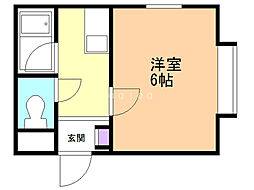 アップルハウス北34条3 ワンルームの間取図画像