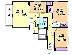 アーツカサージュ 3LDKの間取図画像