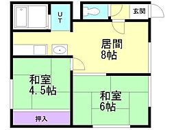 コーポエルム 2DKの間取図画像