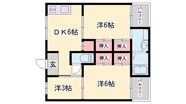 ビレッジハウス書写台 ｜兵庫県姫路市書写台2丁目(賃貸マンション3DK・3階・49.20㎡)の写真 その2