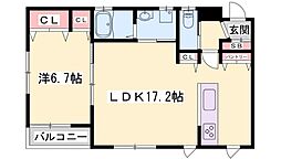 クリエイト相生 2階1LDKの間取り