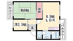 砥堀第2コーポラス 2LDKの間取図画像