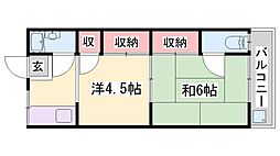 大崎荘 2DKの間取図画像