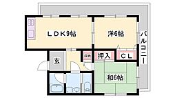 メゾンやすむろ1棟 2LDKの間取図画像