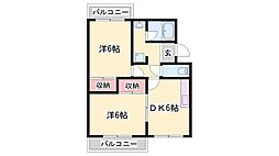 サンハイツ上滝野 2DKの間取図画像