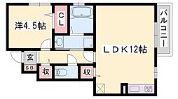 プランドール田寺東 1LDKの間取図画像