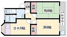 サンフラッツ 2DKの間取図画像