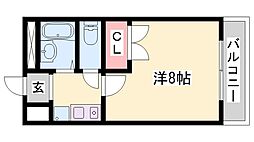 リバーサイド市川 1Kの間取図画像