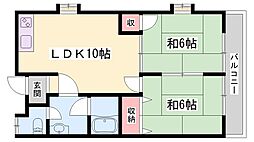ハイツ庄能 2LDKの間取図画像