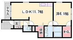 J・ソブリン 1LDKの間取図画像