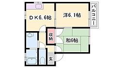 フレグランス竹ケ端 2DKの間取図画像