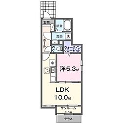 香寺町中仁野アパート 1階1LDKの間取り